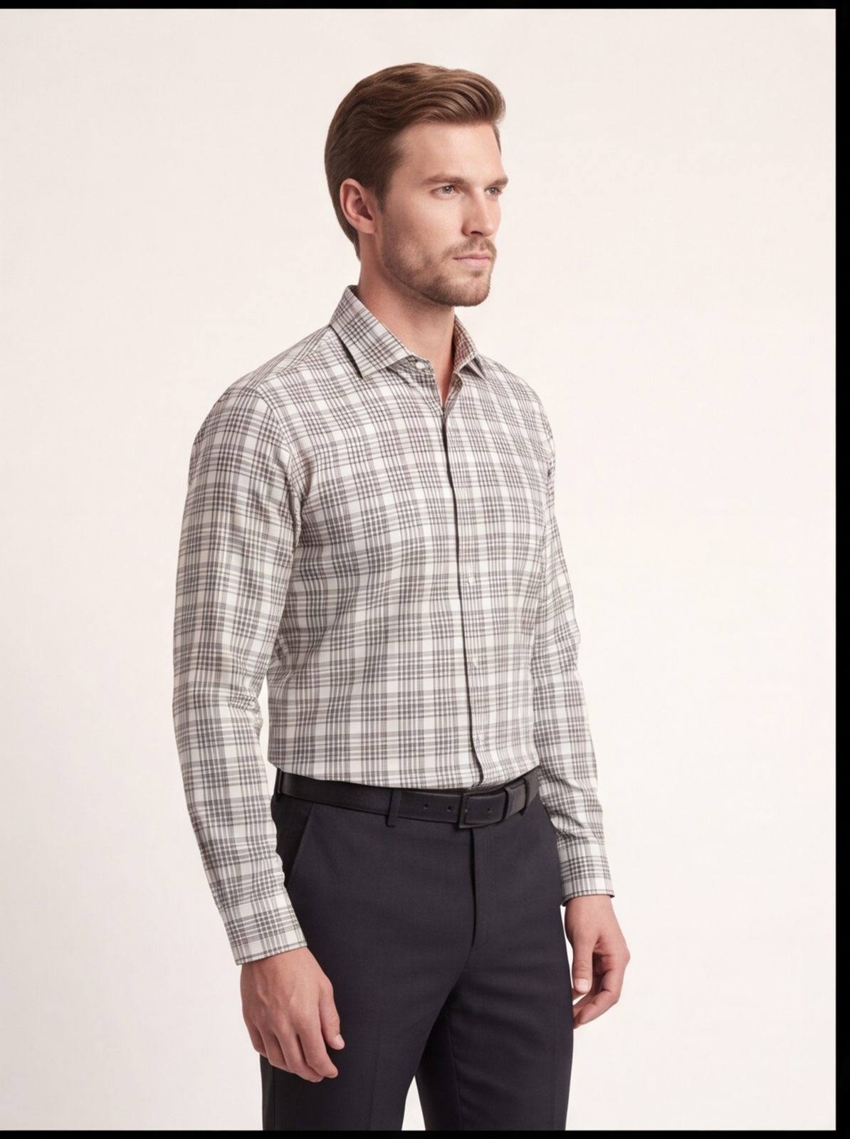 AMSLER SLUB check shirt - black - front