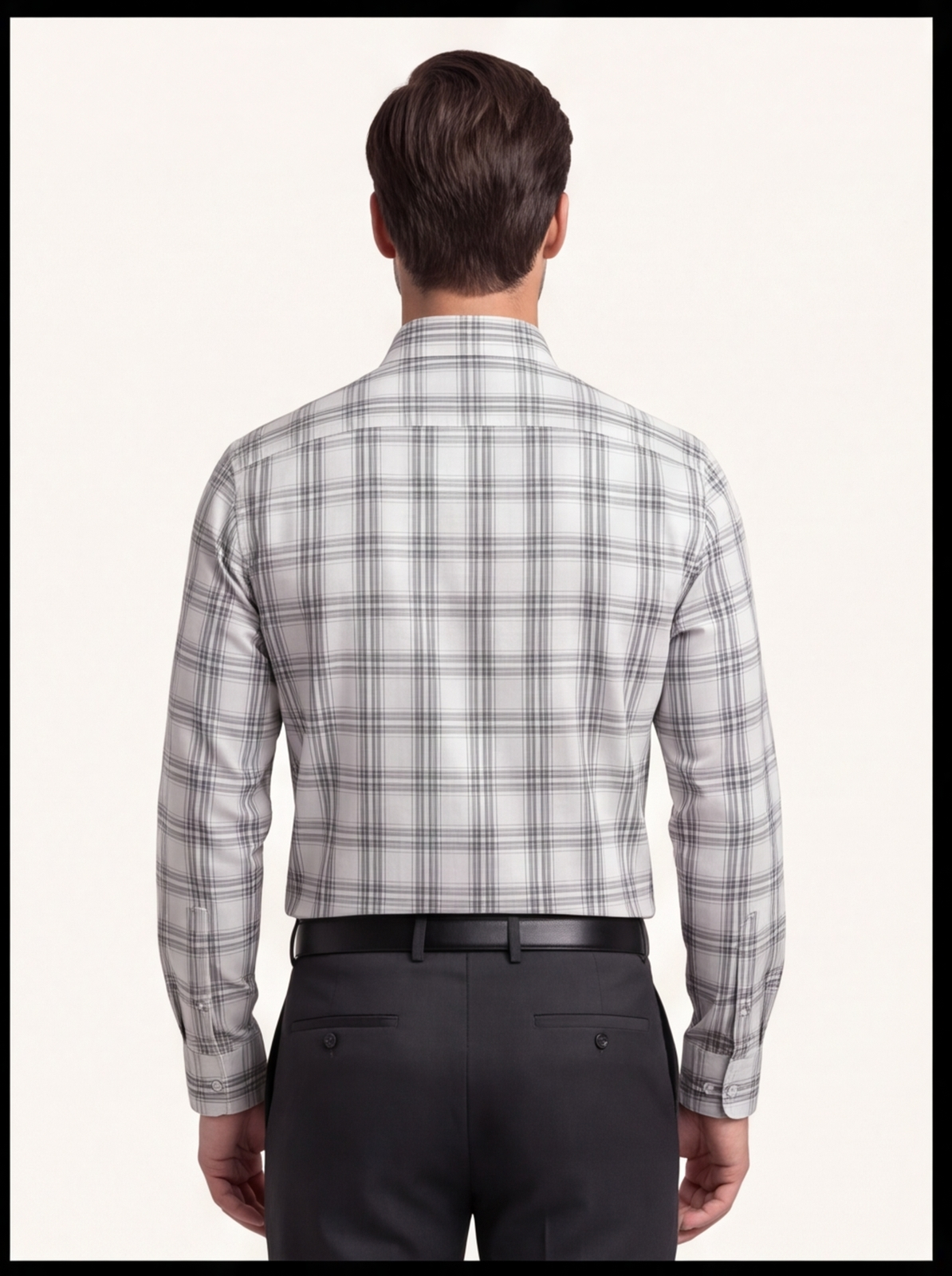 AMSLER SLUB check shirt - white - back