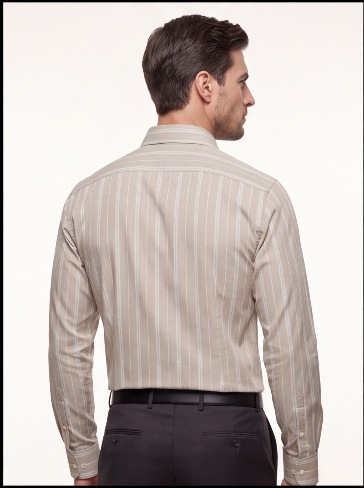 C-LINE striped shirt - green - back