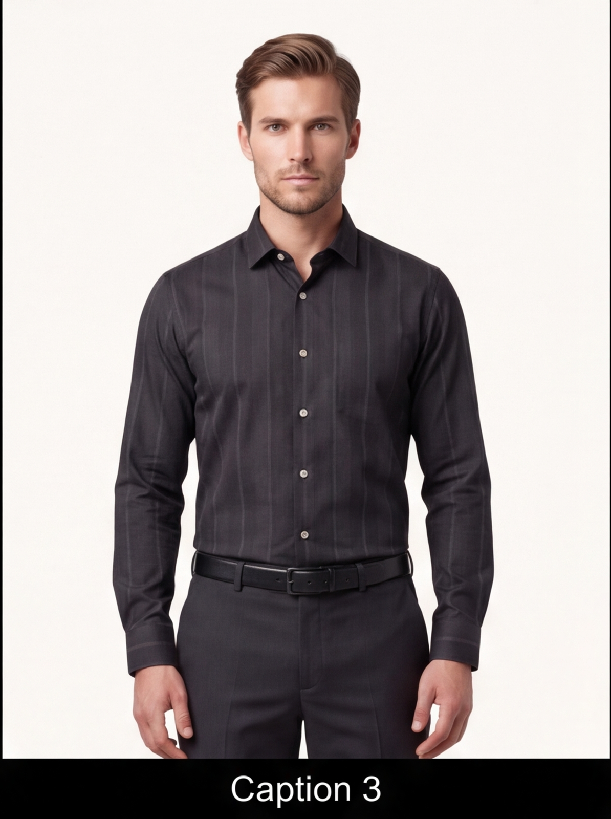 C-LINE striped shirt - black - front