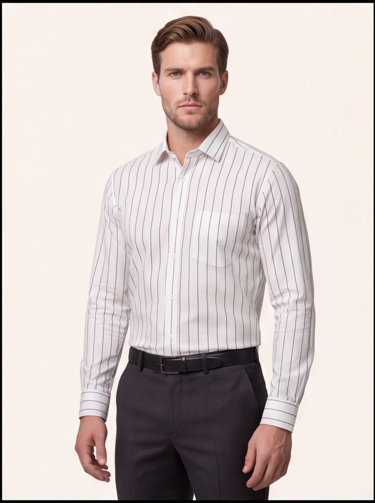 C-LINE striped shirt - white - front