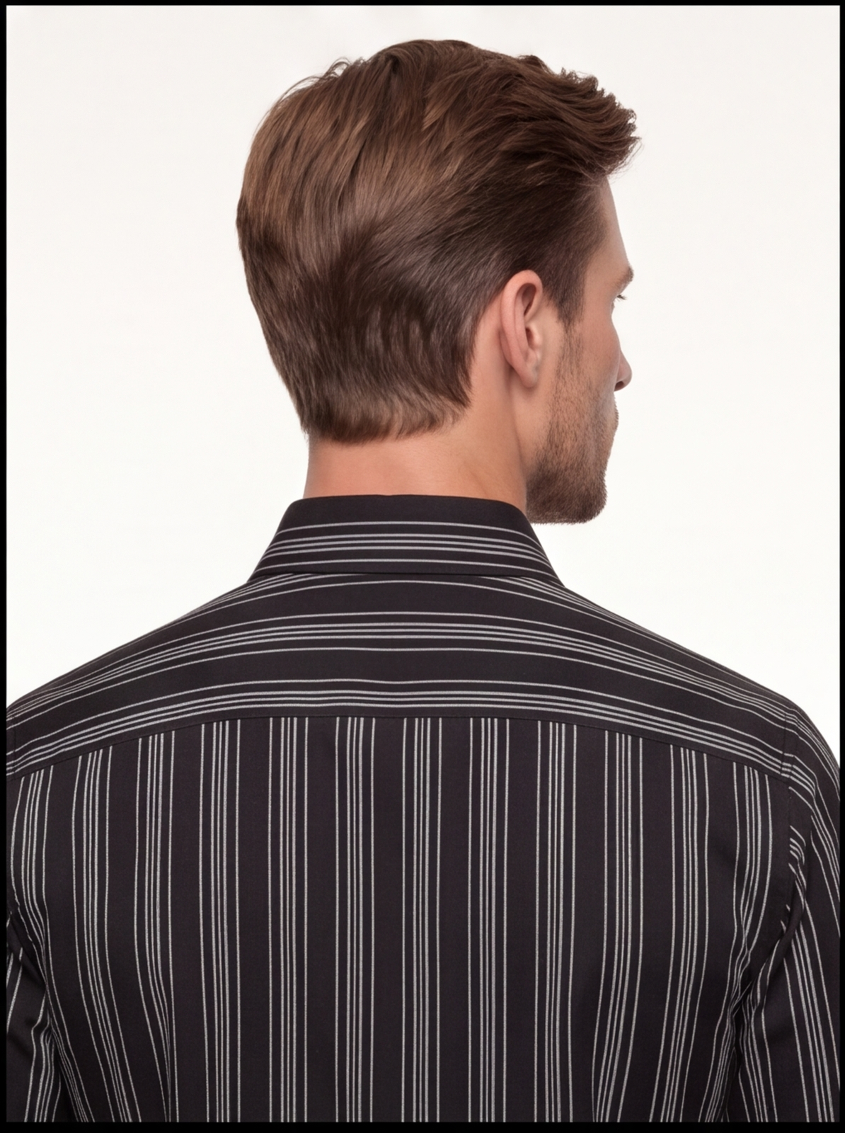 C-LINE striped shirt - black - back