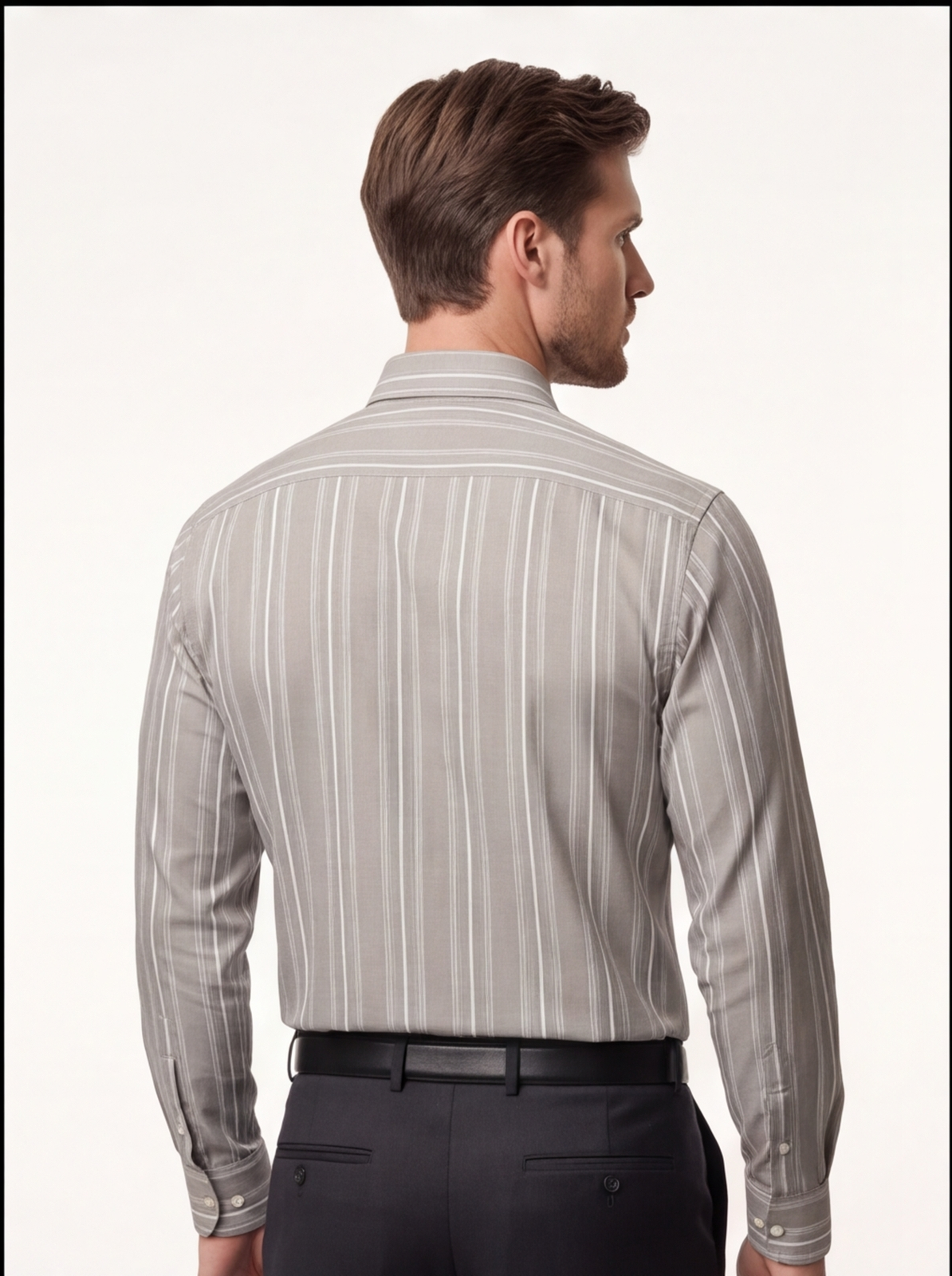 C-LINE striped shirt - green - back