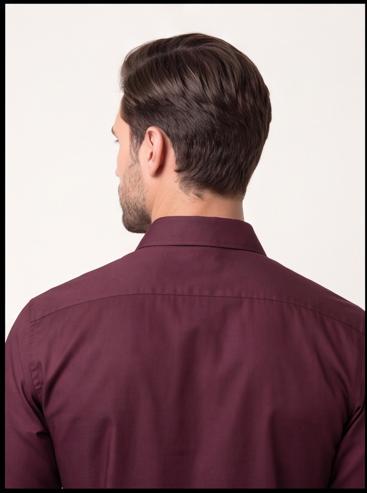 Cafe-X Men's Twill Lycra Stretch Shirt, Maroon, back view