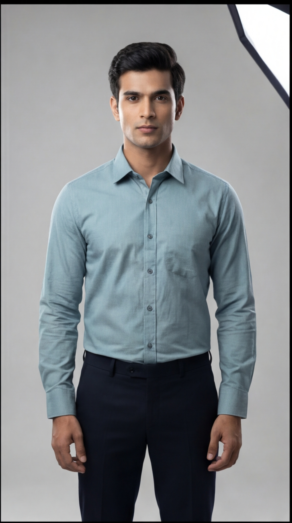 Cafe-X Men's Dobby Lycra Stretch Shirt, Sea Green, front view