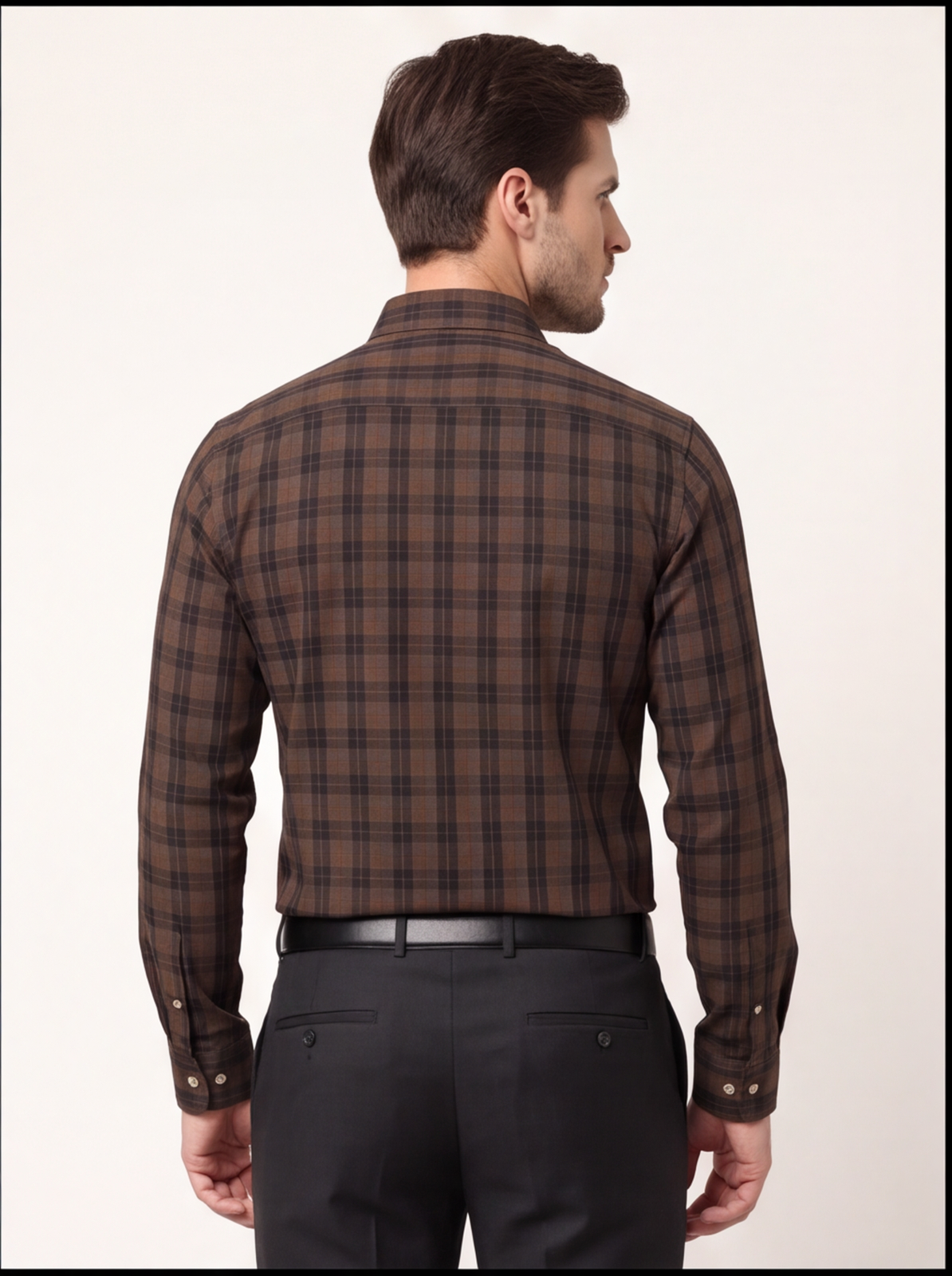 Cafe-X Cotton Checked Shirt, Orange - back