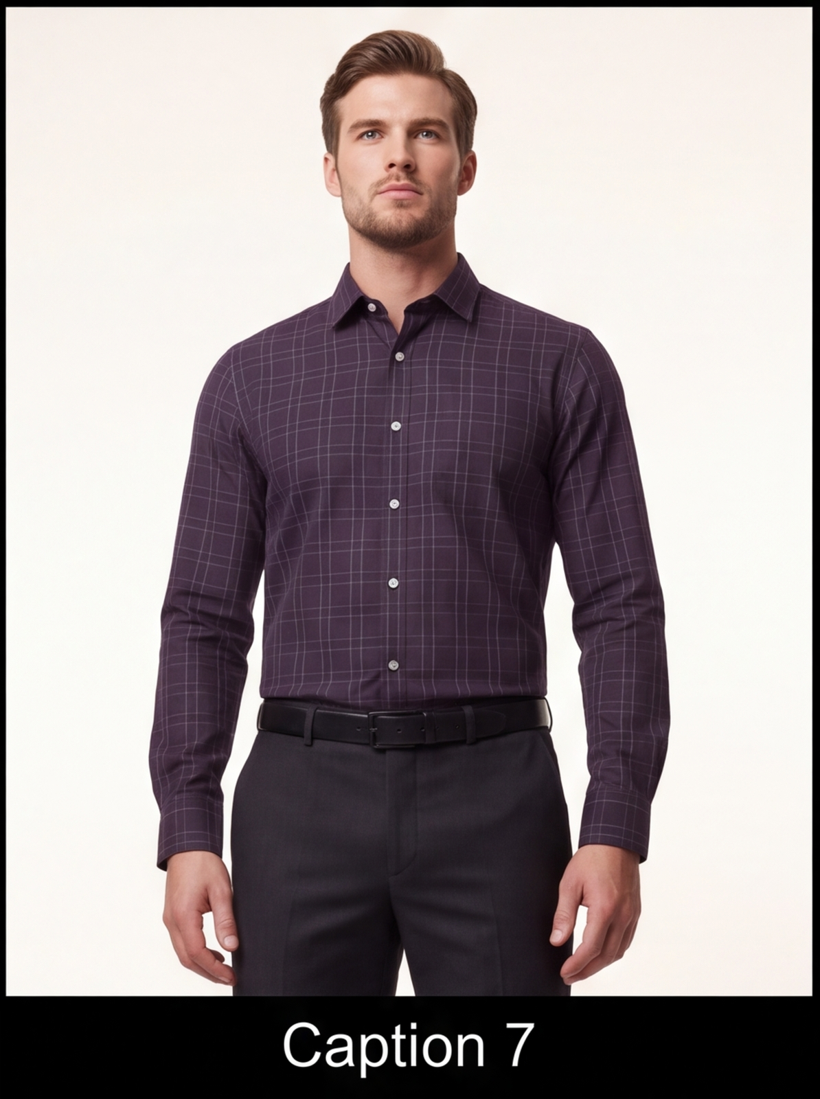 Cafe-X men's 100% cotton checked shirt, Maroon and Blue check