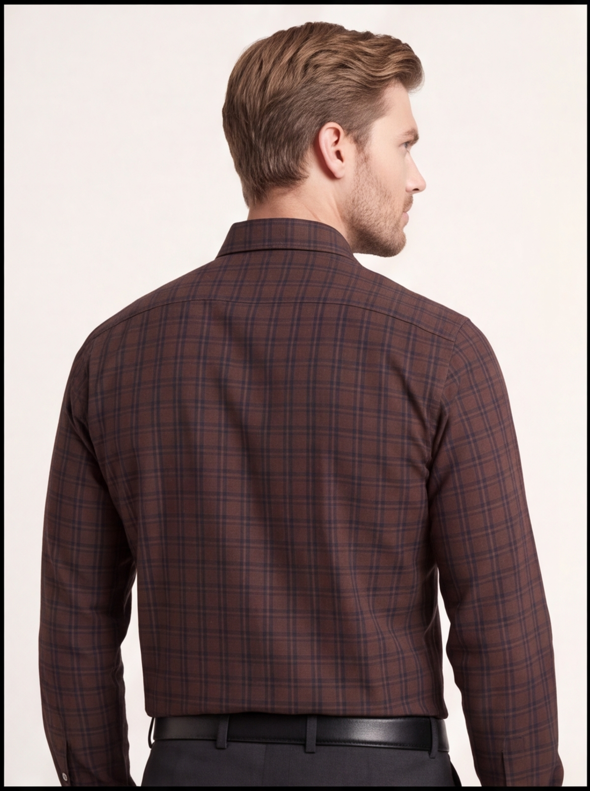 Cafe-X Cotton Checked Shirt, Orange - back