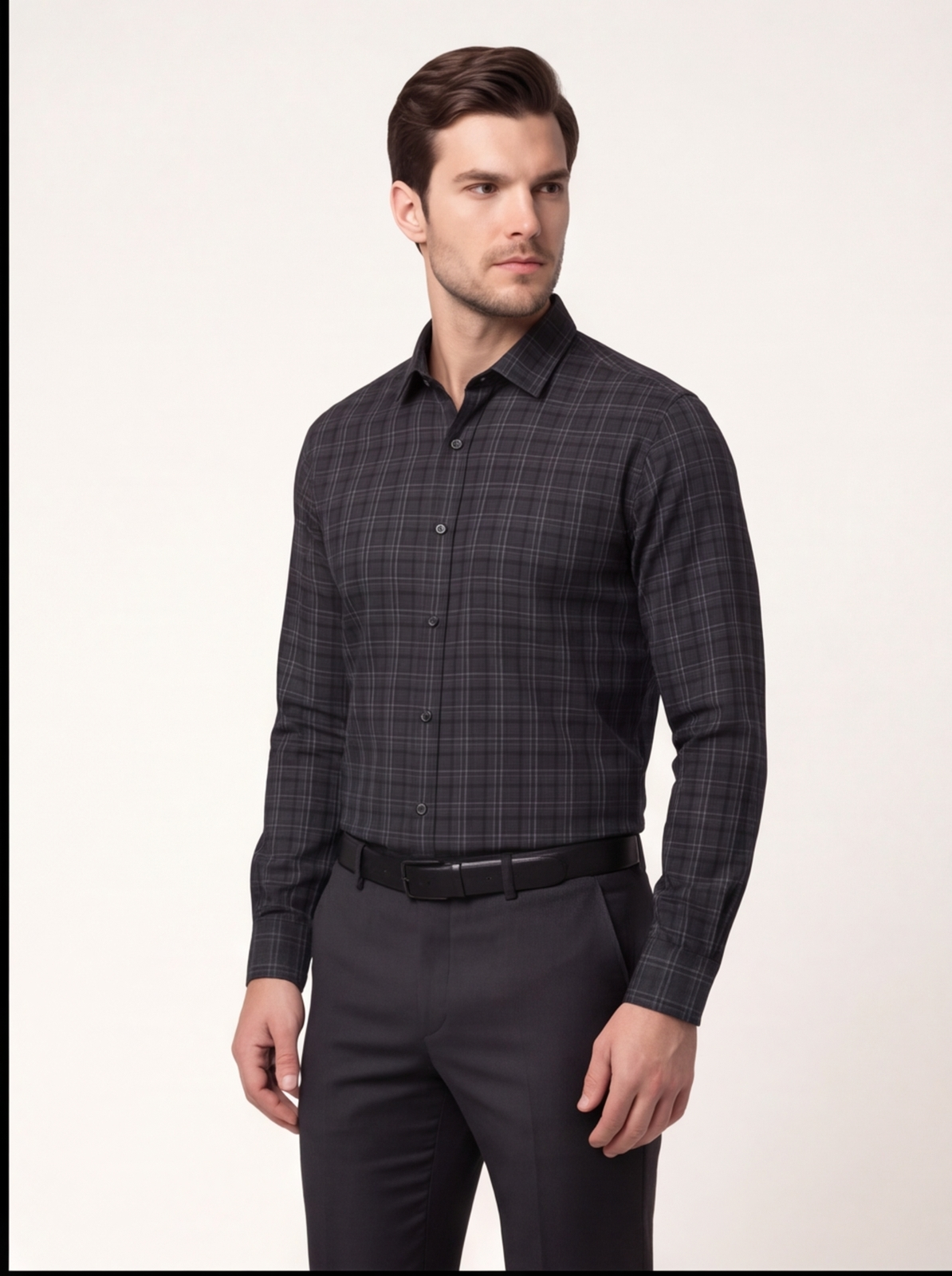 Cafe-X men's 100% cotton checked shirt, Yellow and Black check