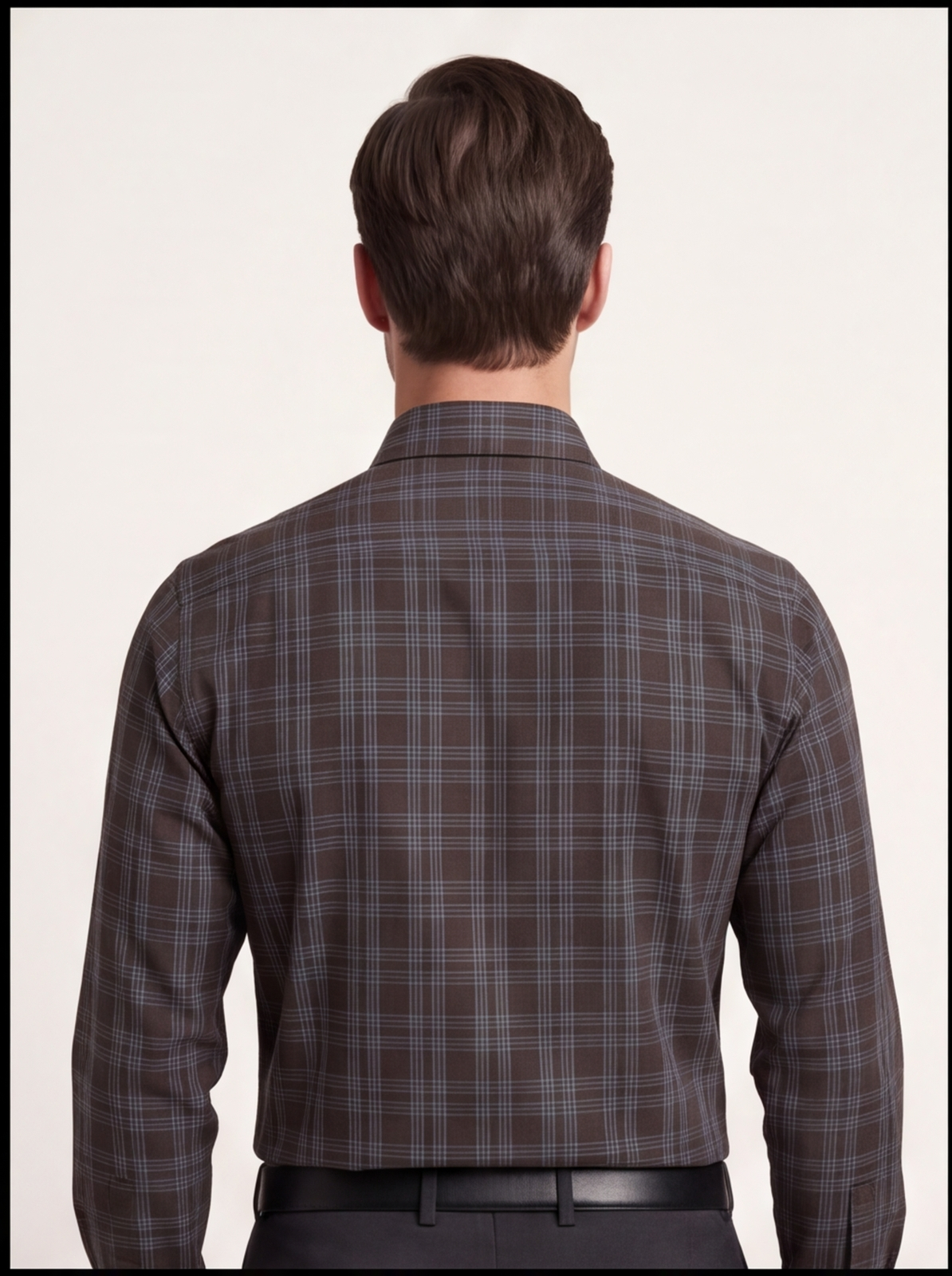 Cafe-X Cotton Checked Shirt, Coffee - back