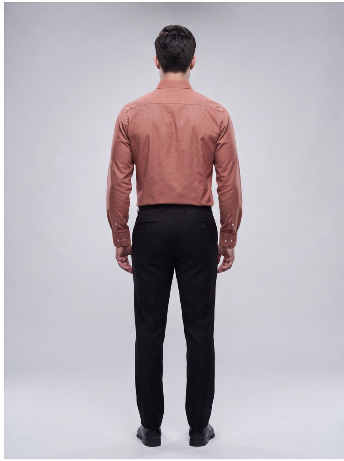 Cafe-X Men's Premium Cotton Dobby Shirt, Mustard, back view