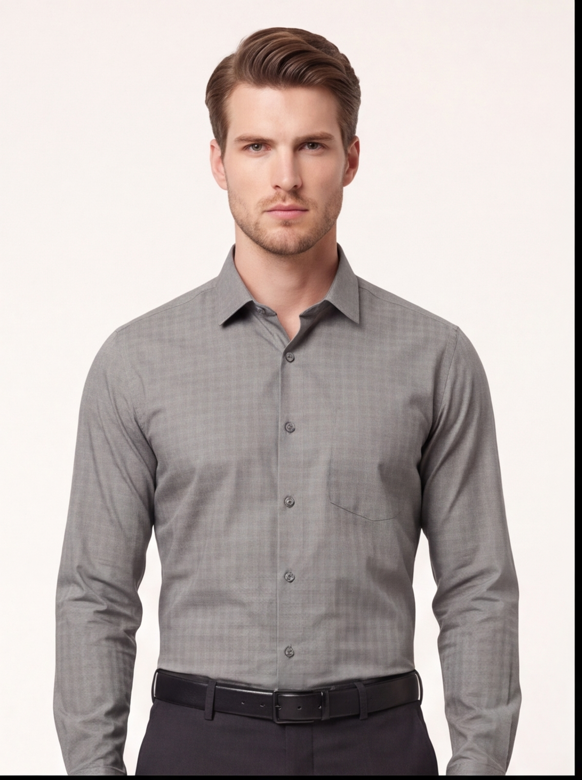 HIDE & SEEK dobby shirt - grey - front
