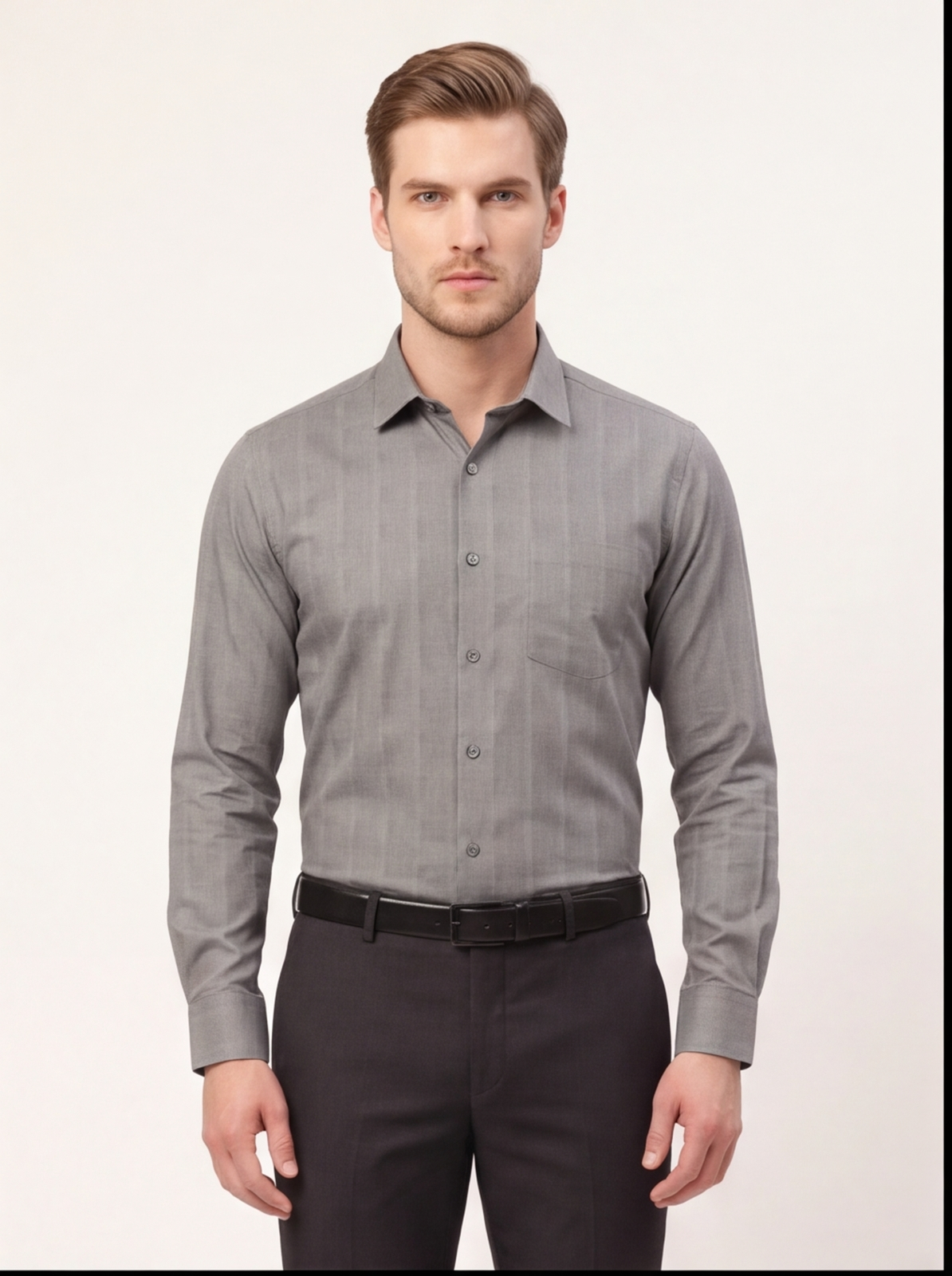 HIDE & SEEK dobby shirt - grey - front