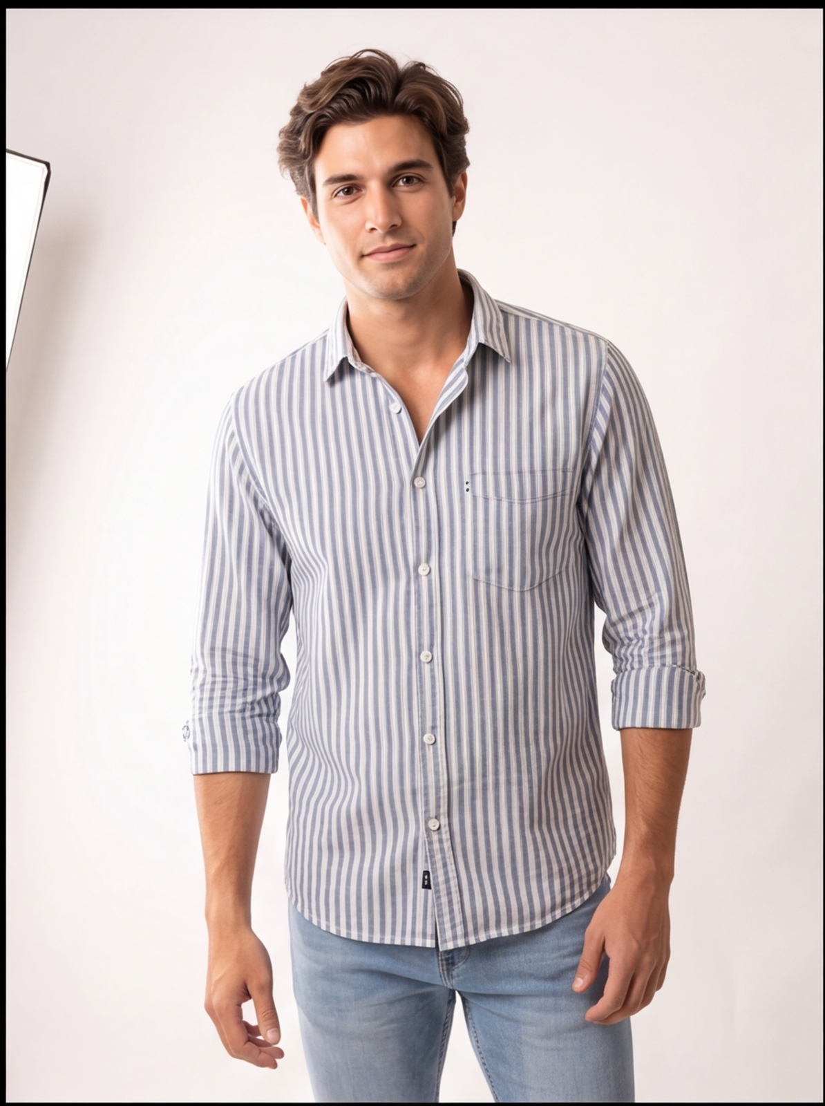 Cafe-X Indigo Stripes shirt, White