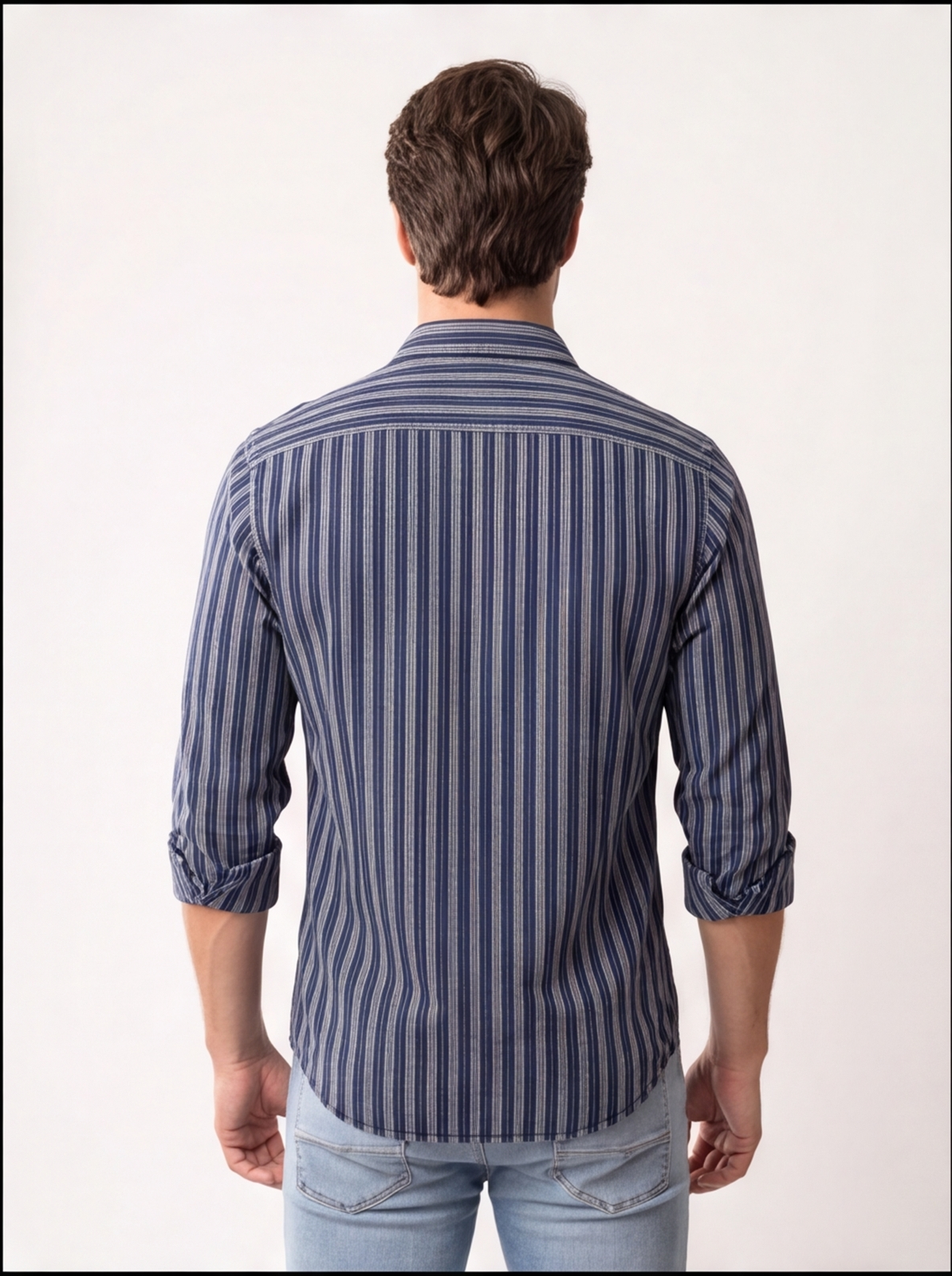 Cafe-X Indigo Stripes Shirt Design 7 Gold back