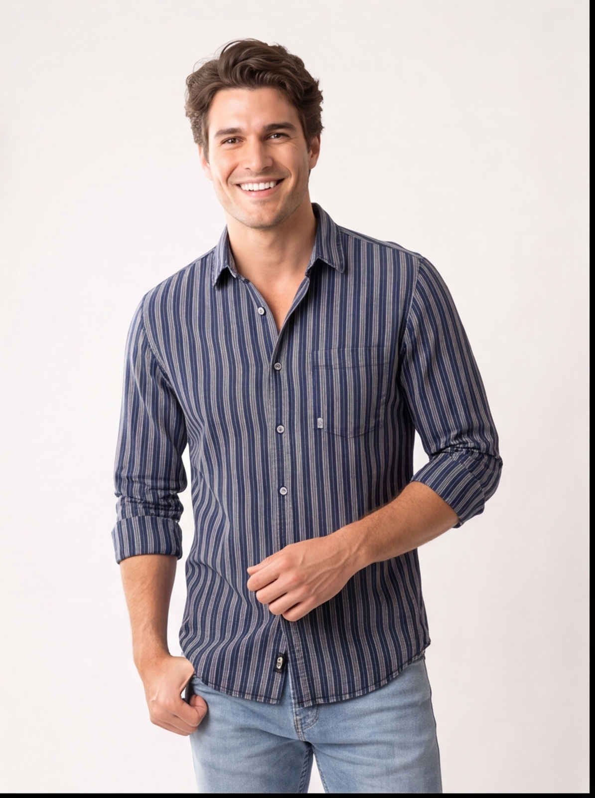 Cafe-X Indigo Stripes Shirt Design 7 Gold front