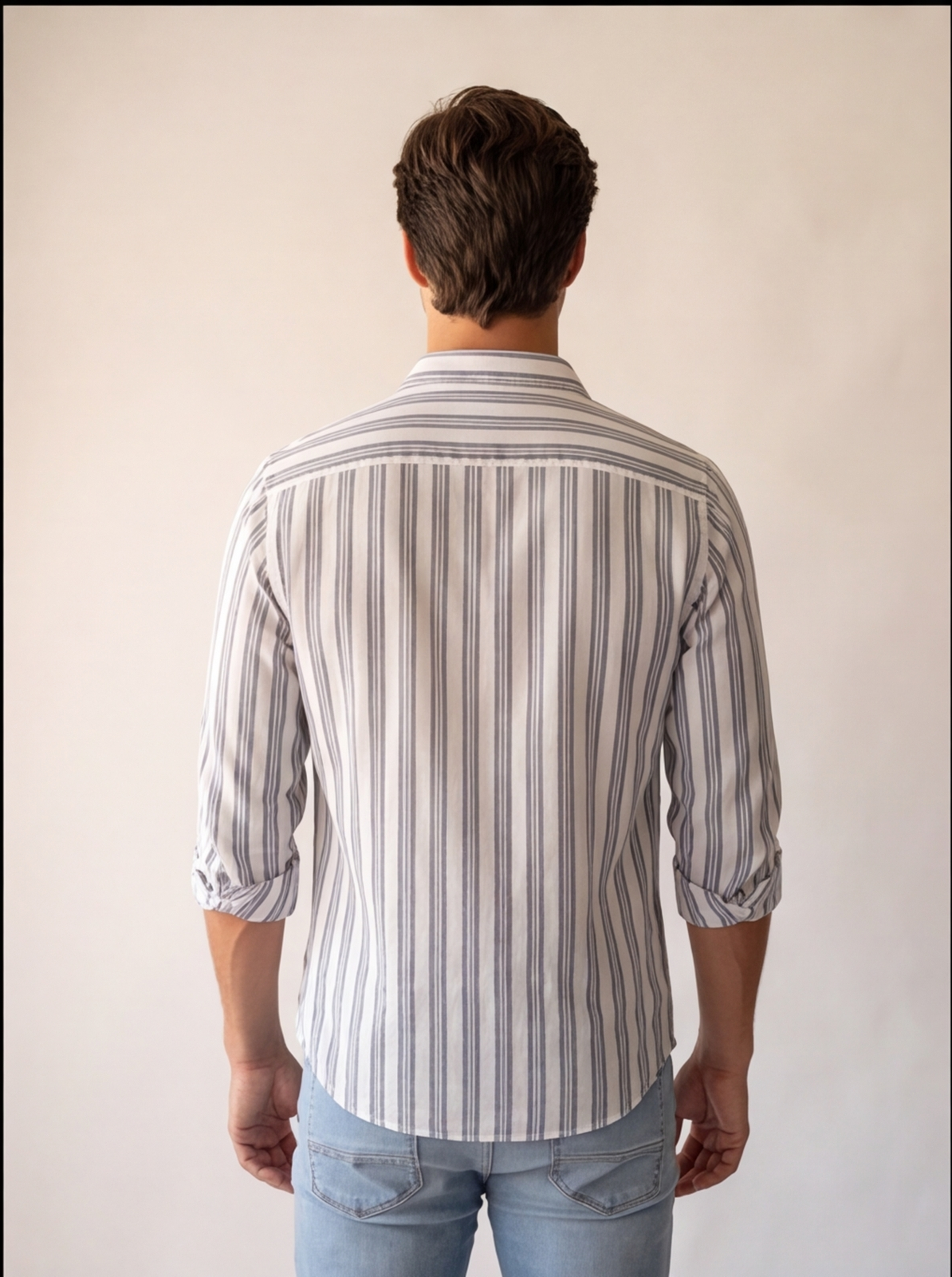 Cafe-X Indigo Stripes Shirt Design 8 White back