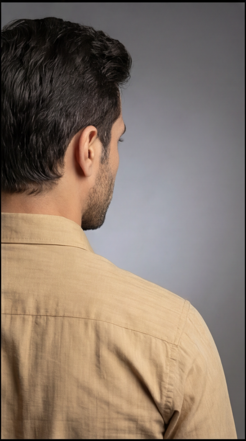 Cafe-X Men's Cotton Stripes Shirt Design 3, Beige, back view