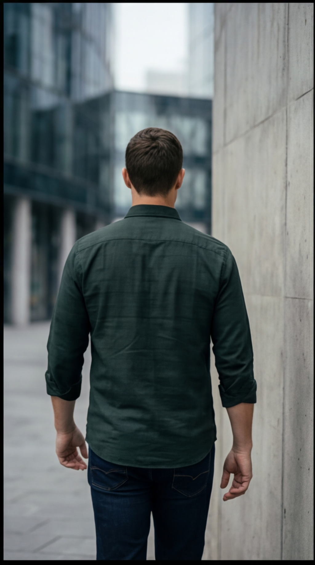 Cafe-X Men's Cotton Stripes Shirt Design 4, Bottle Green, back view