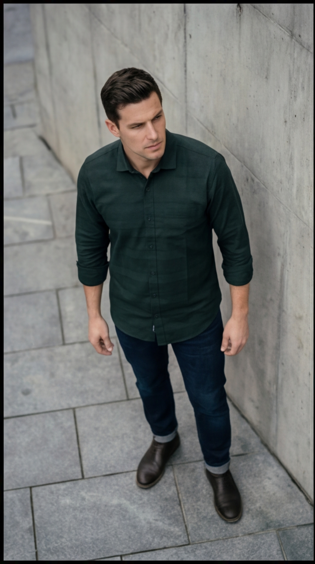 Cafe-X Men's Cotton Stripes Shirt Design 4, Bottle Green, front view