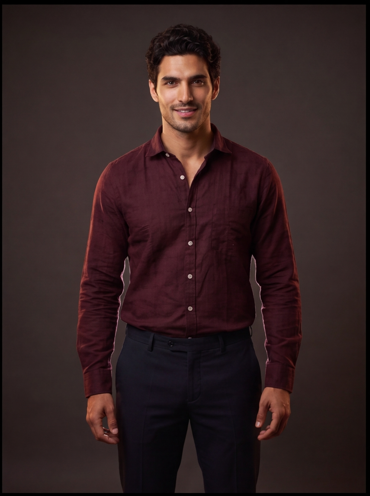 Cafe-X Cotton Dobby Party Shirt, Wine