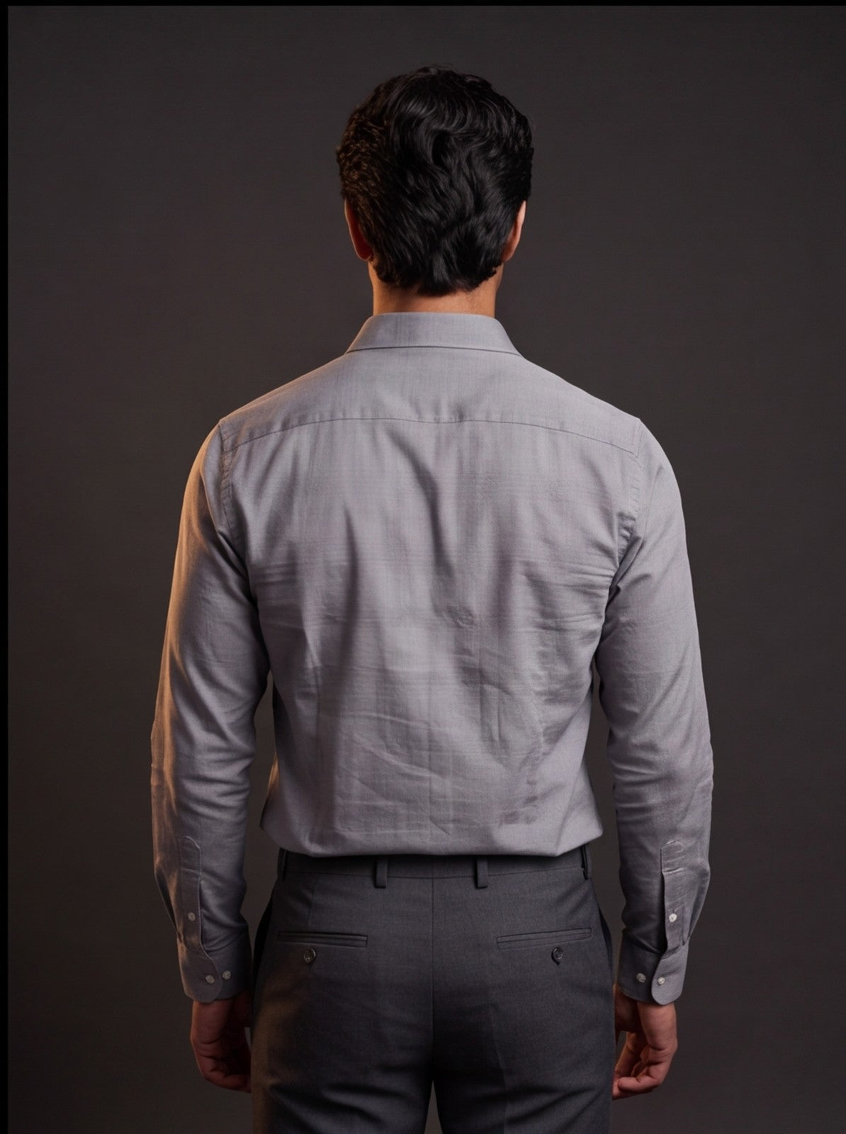 Cafe-X Cotton Dobby Party Shirt, Grey - back