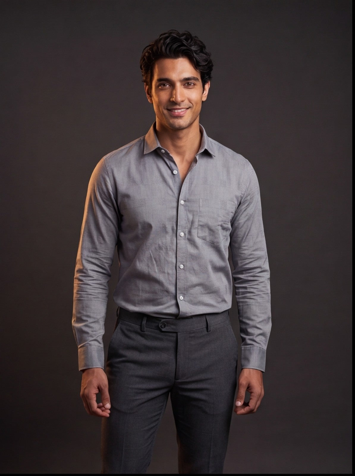 Cafe-X Cotton Dobby Party Shirt, Grey