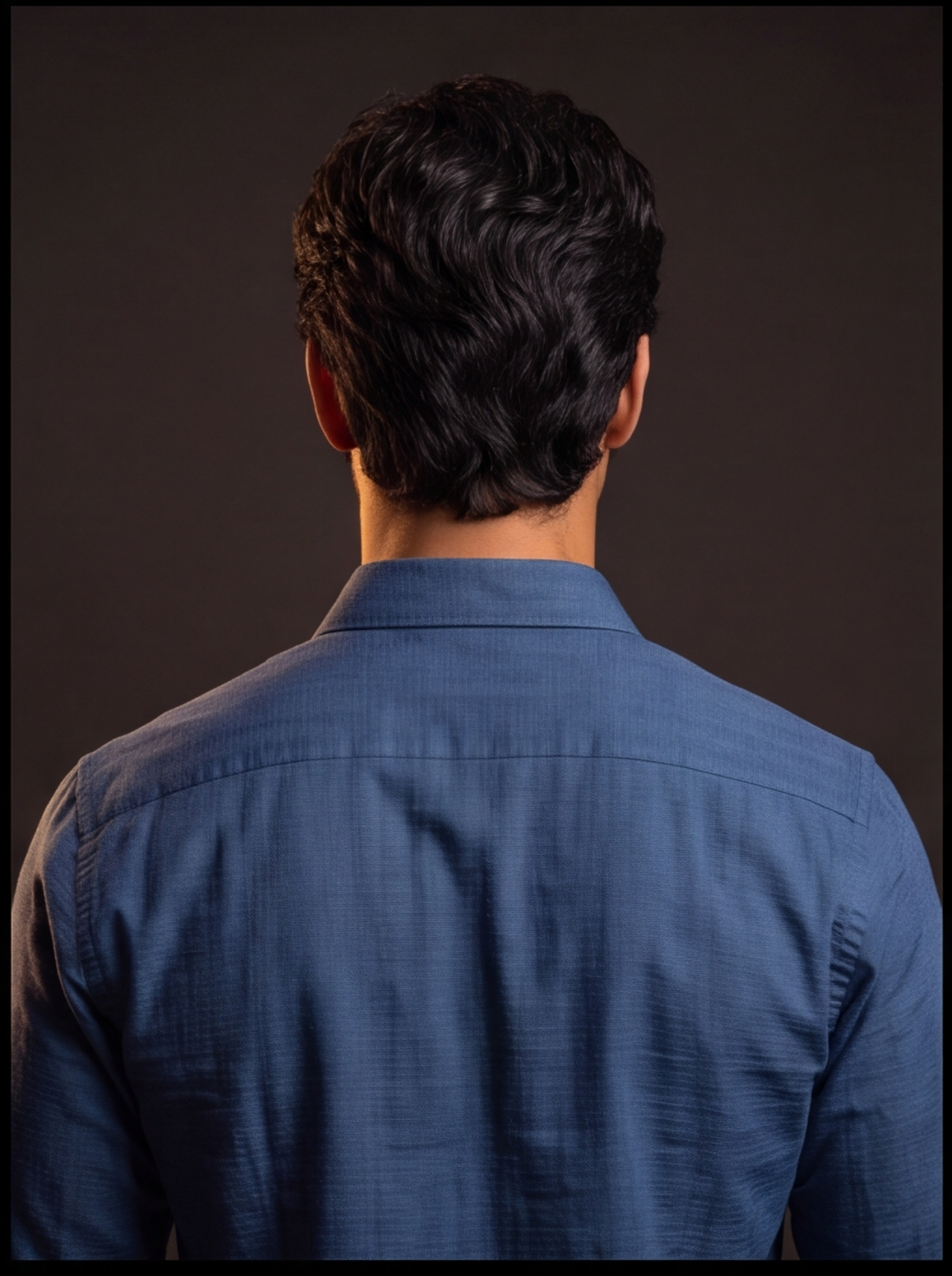 Cafe-X Cotton Dobby Party Shirt, Navy Blue - back