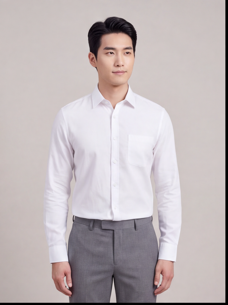 Cafe-X Men's Cotton Linen Shirt | Pure White | Solid Weave | Single Pocket | Regular Fit | M L XL XXL 3XL