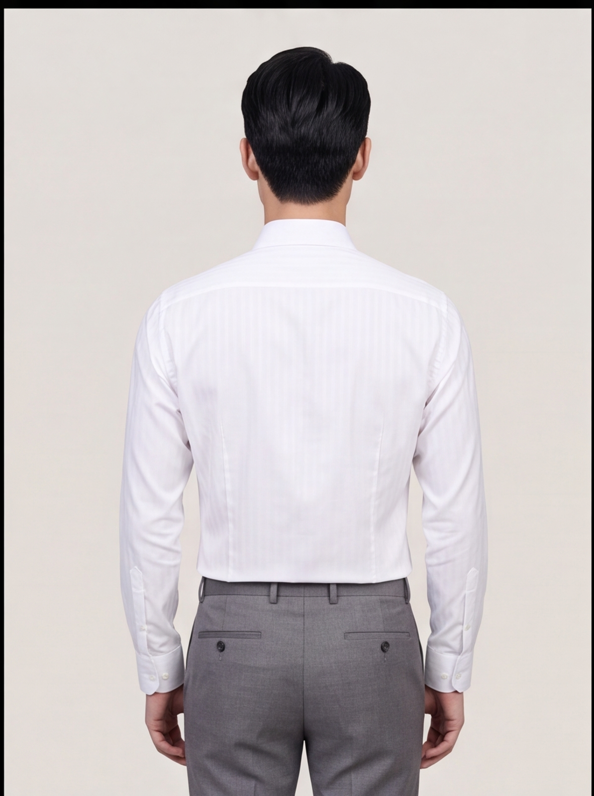 Cafe-X Men's White Dobby Shirt Design 2, White, back view