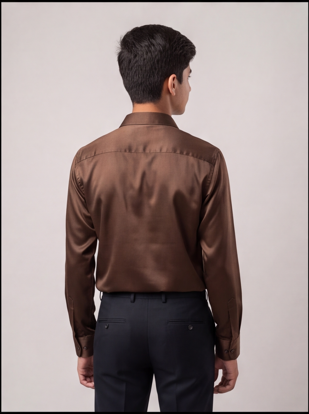 Sequin satin party shirt - coffee - back