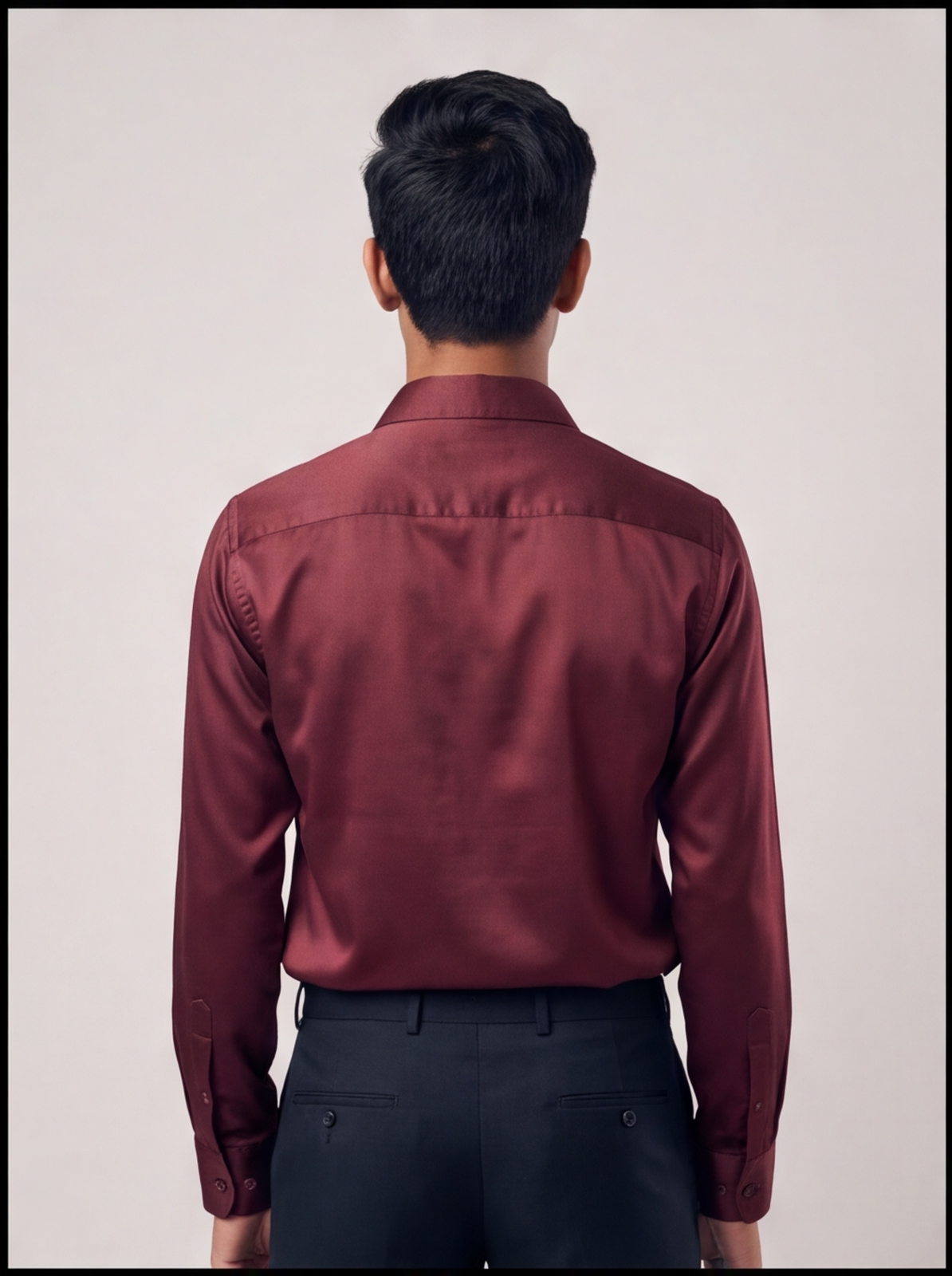 Sequin satin party shirt - wine - back