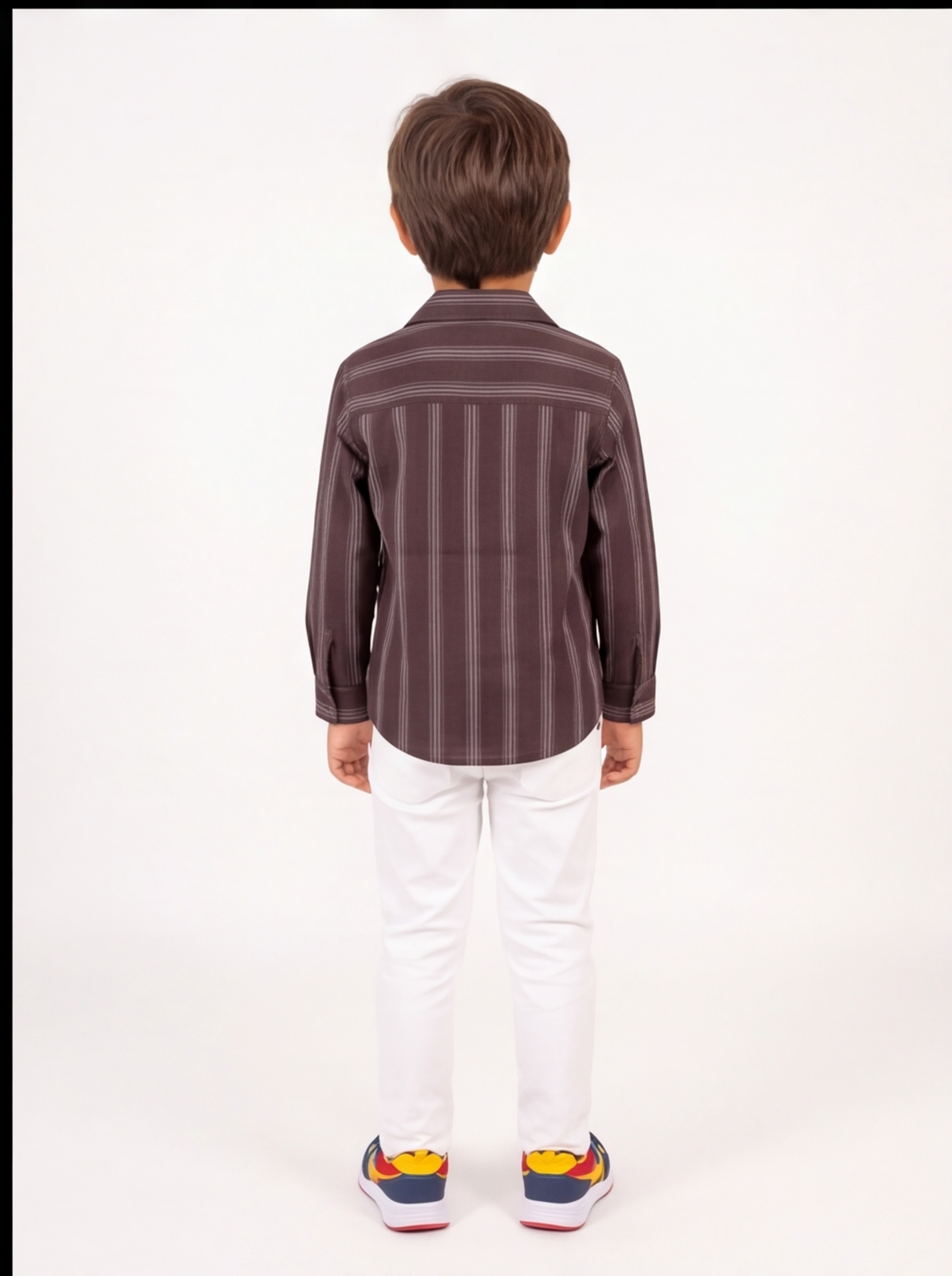 DIO Cotton Dobby Shirt - Wine & Black - Back