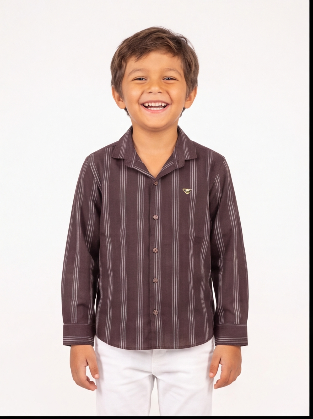 DIO Cotton Dobby Shirt - Wine & Black - Front