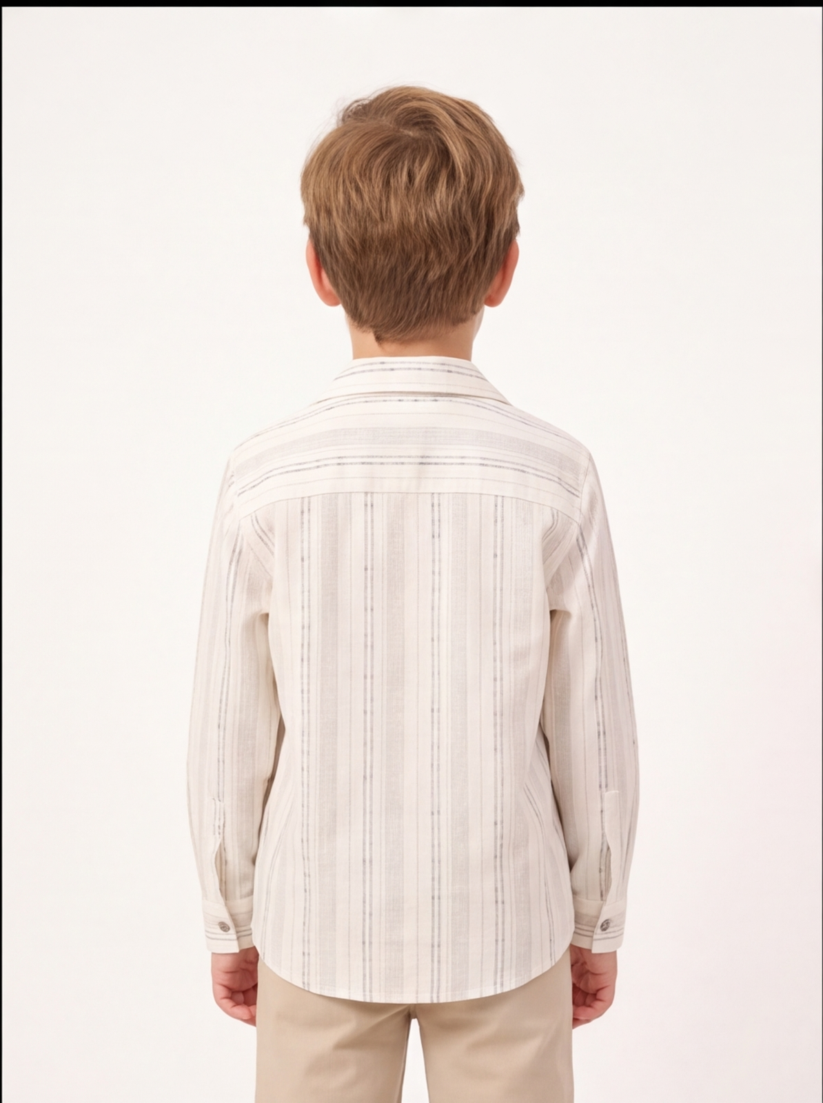 DIO Cotton Dobby Shirt - Green & White - Back