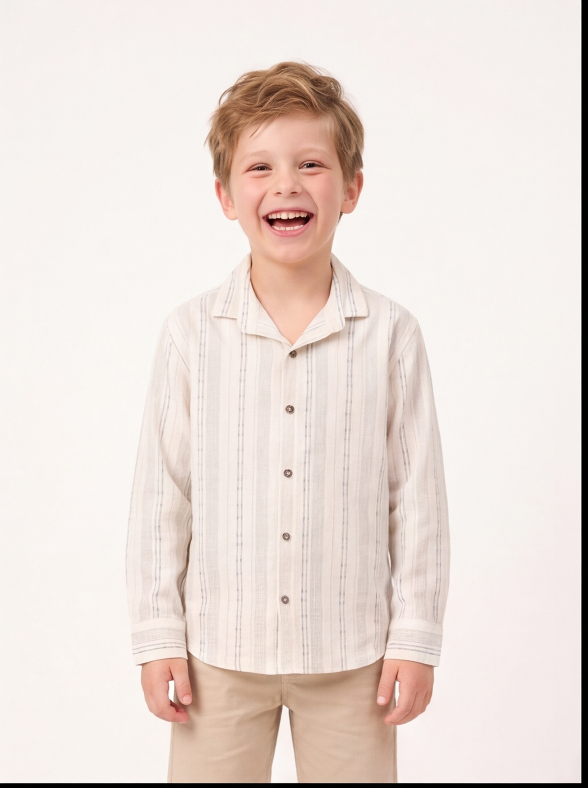 DIO Cotton Dobby Shirt - Green & White - Front