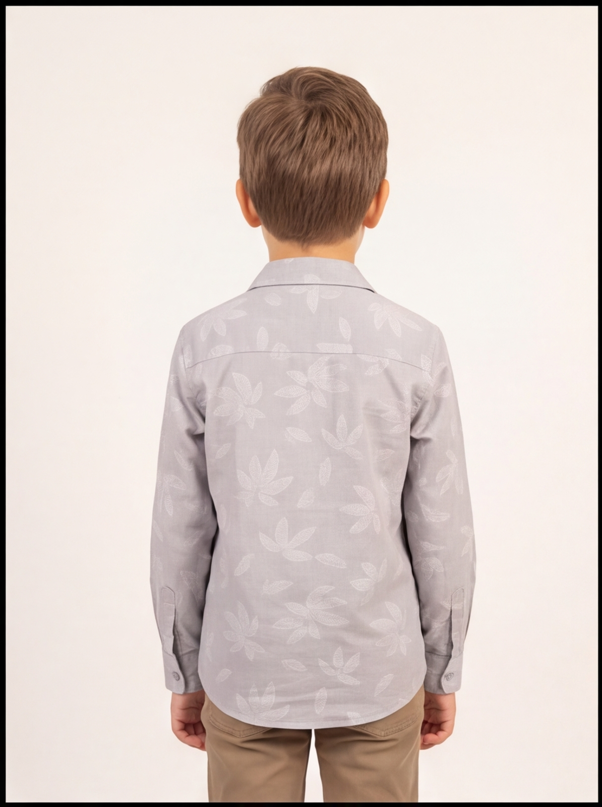 DIO Cotton Dobby Shirt - Green & Beige - Back
