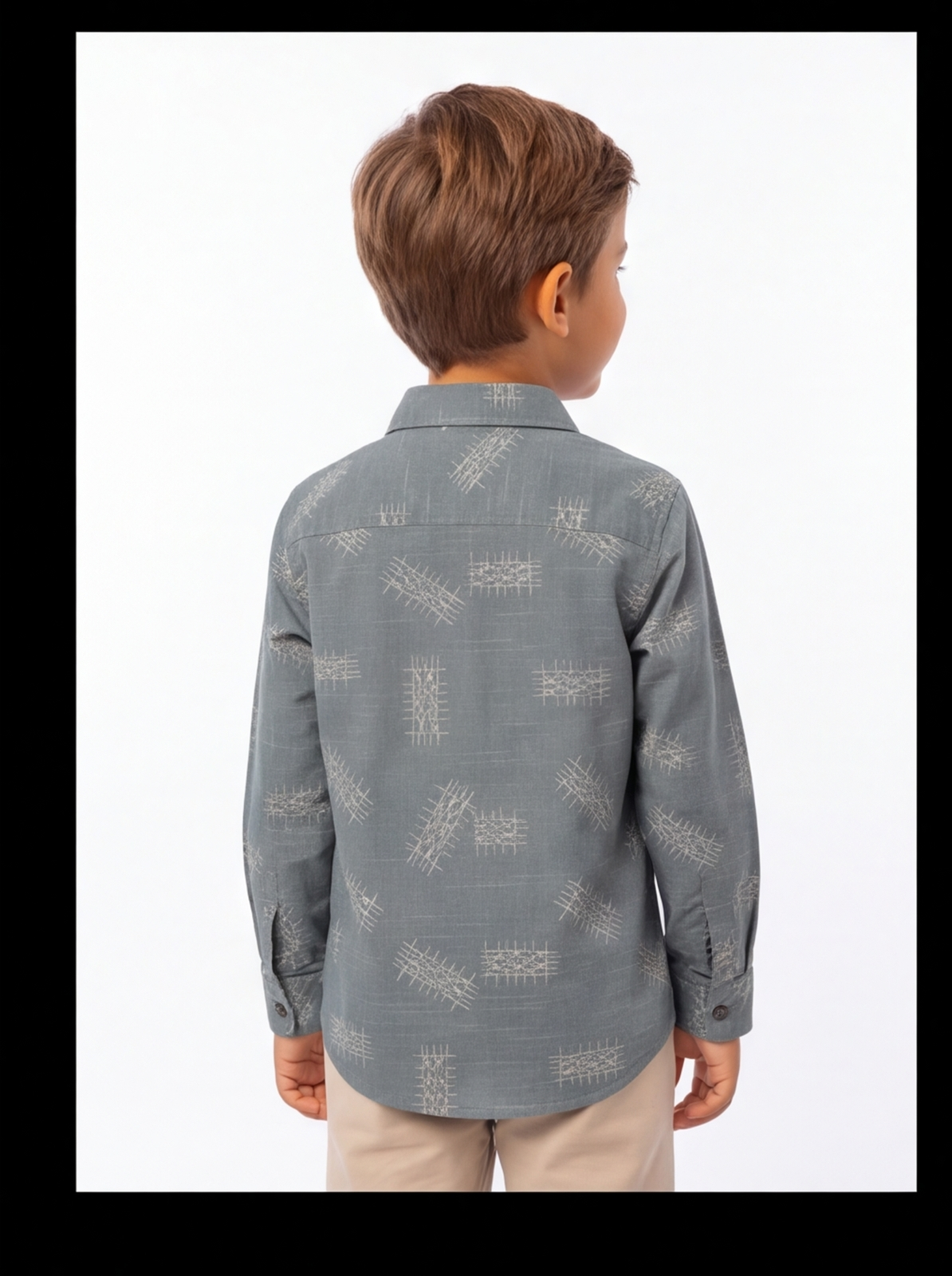 DIO Cotton Dobby Shirt - Dark Grey & Green - Back