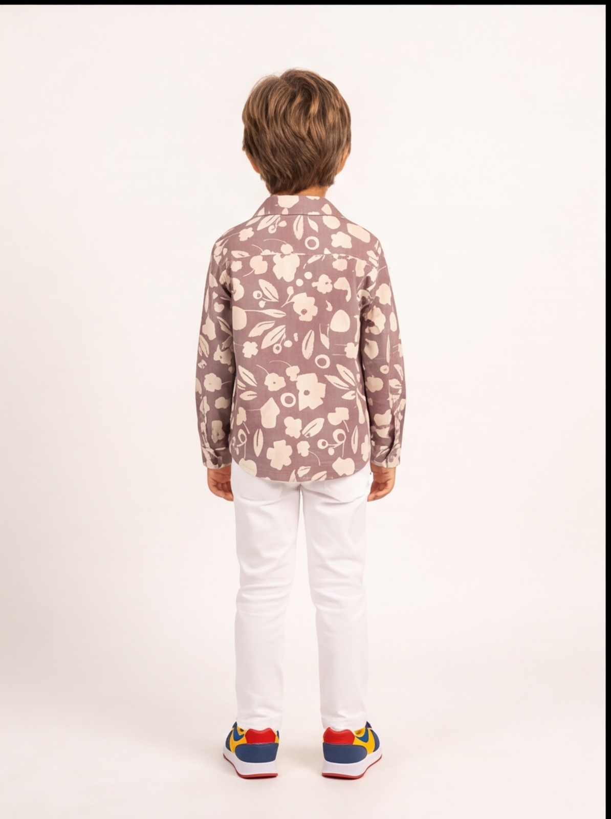 DIO Cotton Dobby Shirt - Onion & Grey - Back