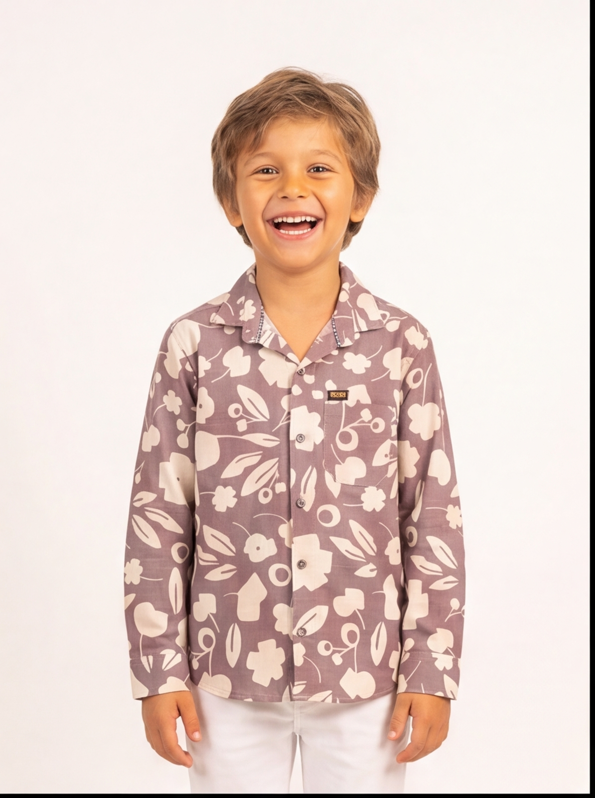 DIO Cotton Dobby Shirt - Onion & Grey - Front