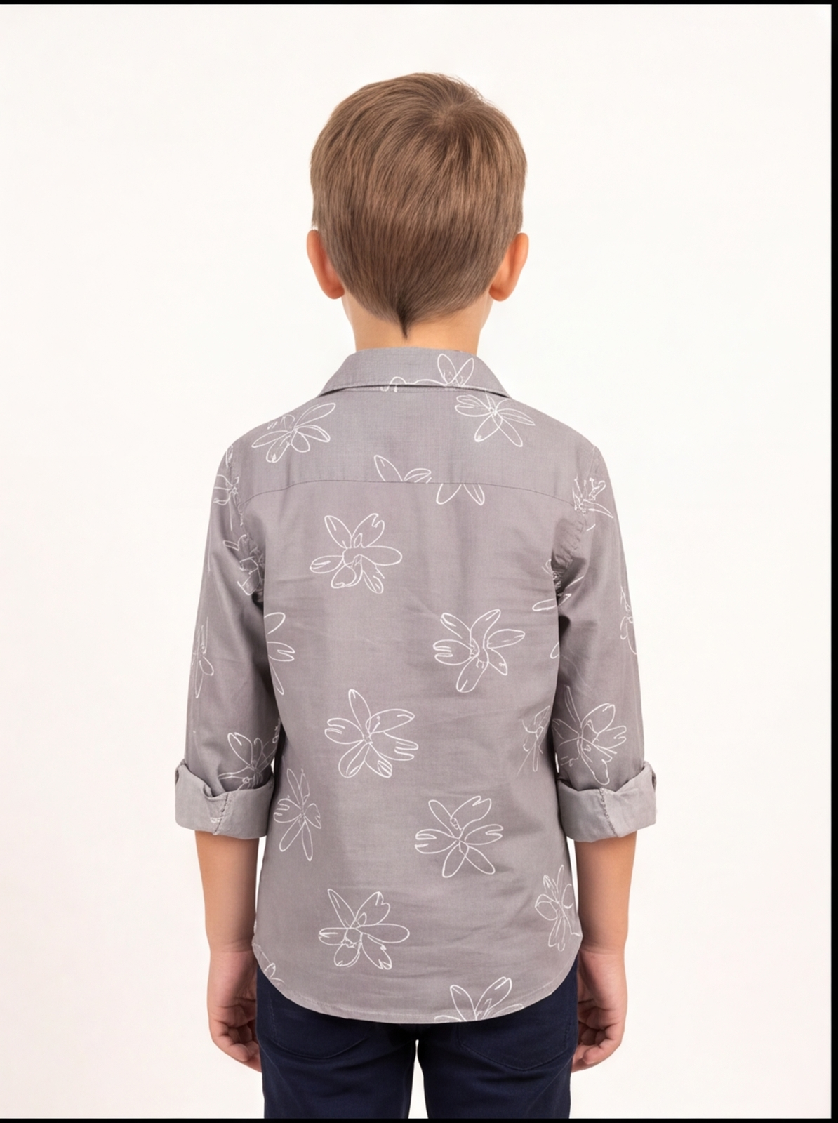DIO Cotton Dobby Shirt - Brown & Grey - Back