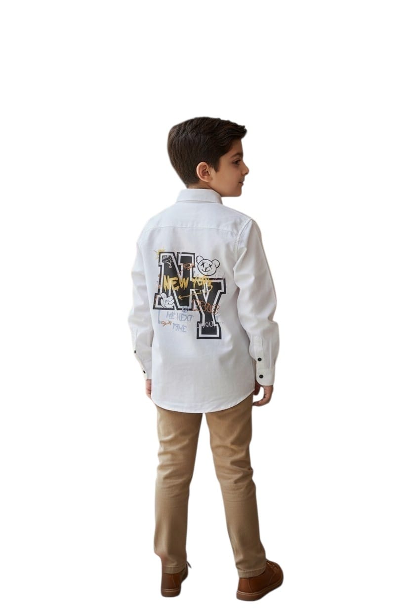 DIO Boys Plain White Shirt Style 1 back view