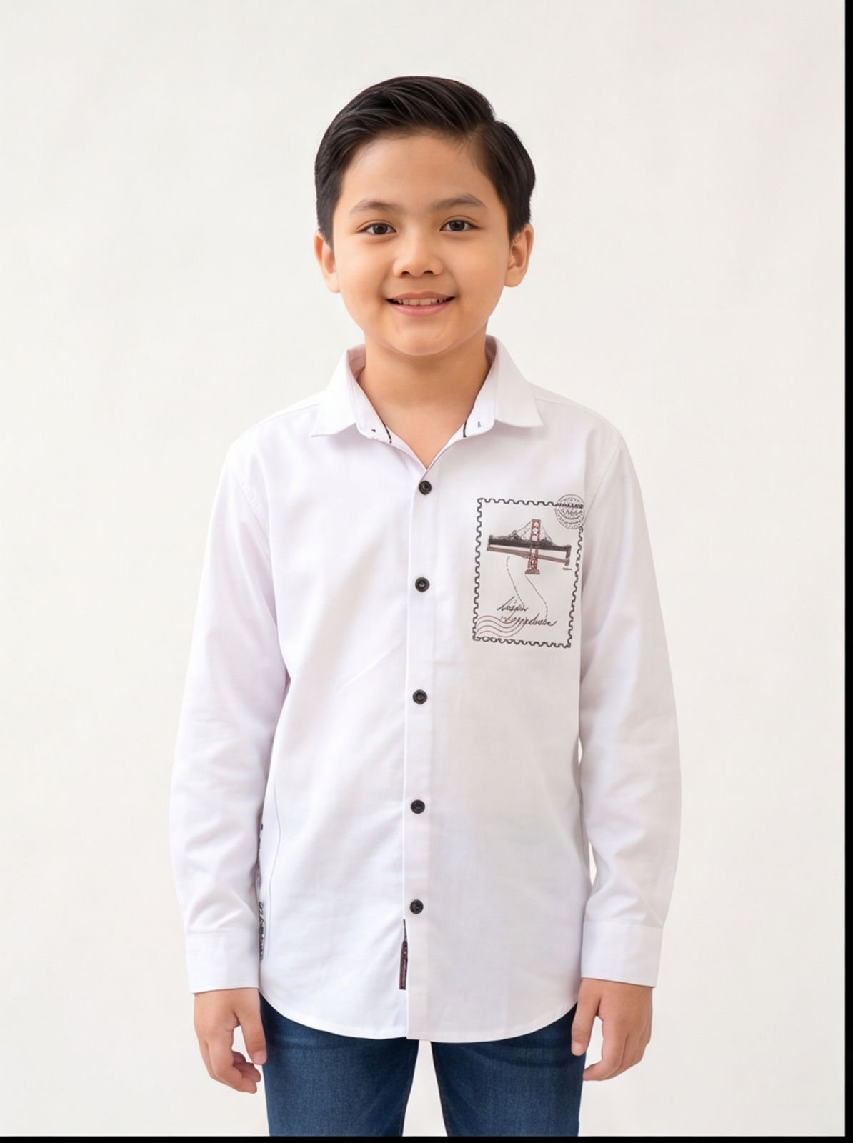 DIO Boys Plain White Shirt Style 2 front view
