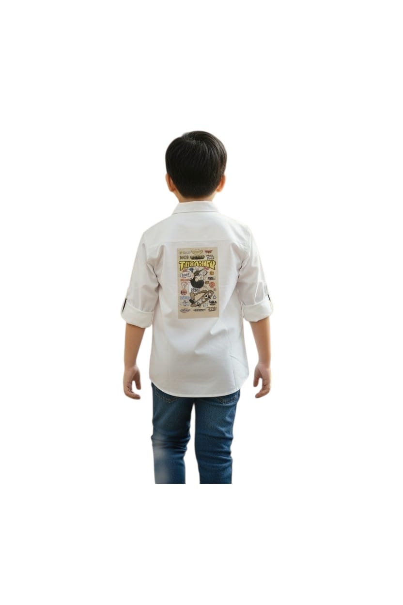 DIO Boys Plain White Shirt Style 3 back view
