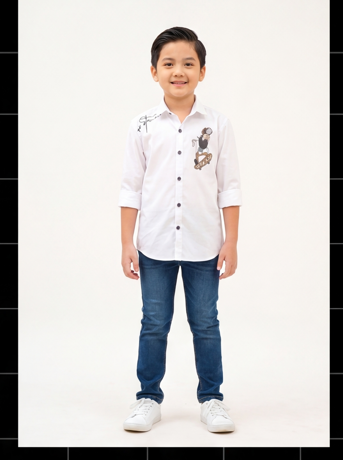 DIO Boys Plain White Shirt Style 3 front view