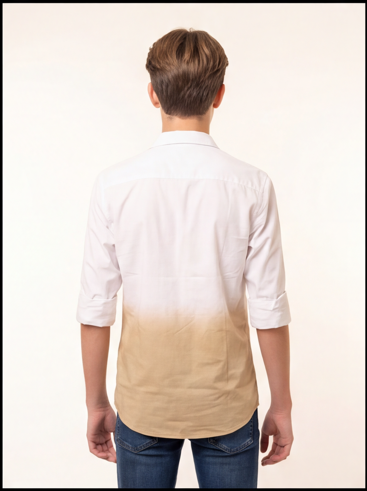 DIO Boys Casual Polyester Shirt, Gold, back view