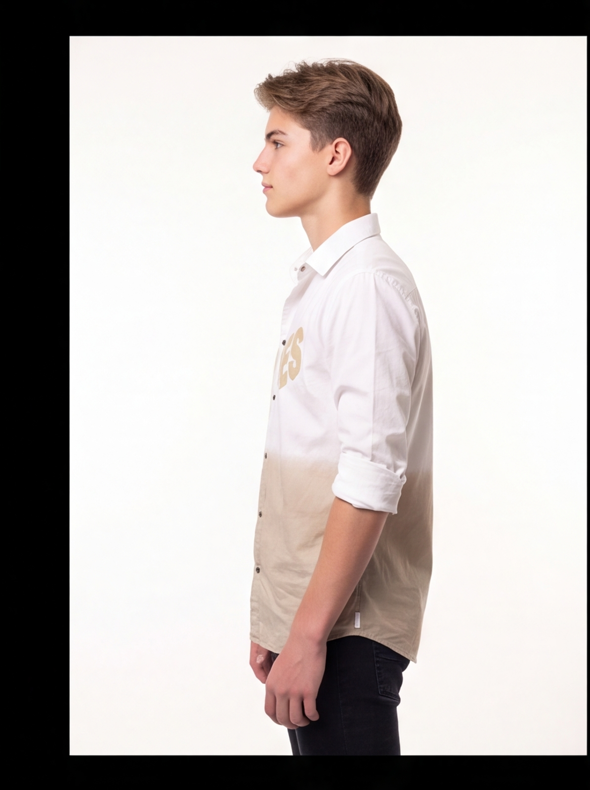 DIO Boys Casual Polyester Shirt, Gold, back view