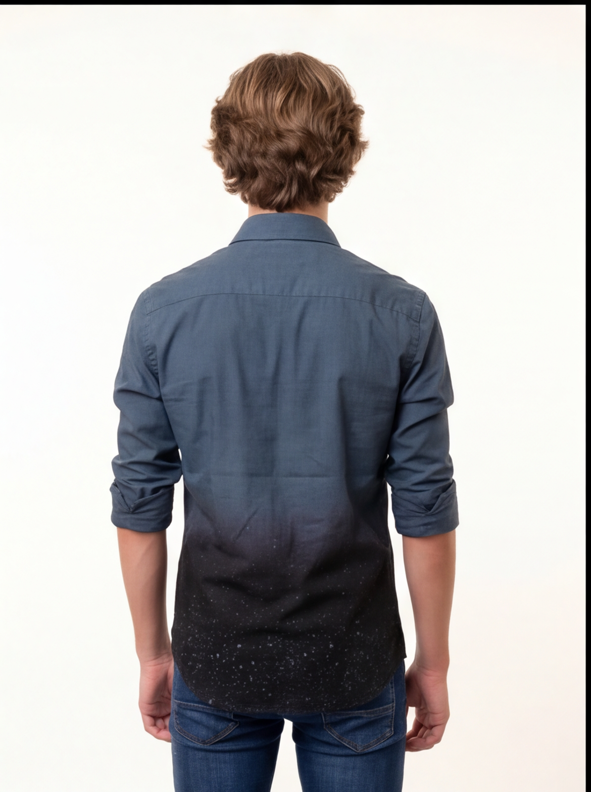 DIO Boys Casual Polyester Shirt, Airforce, back view