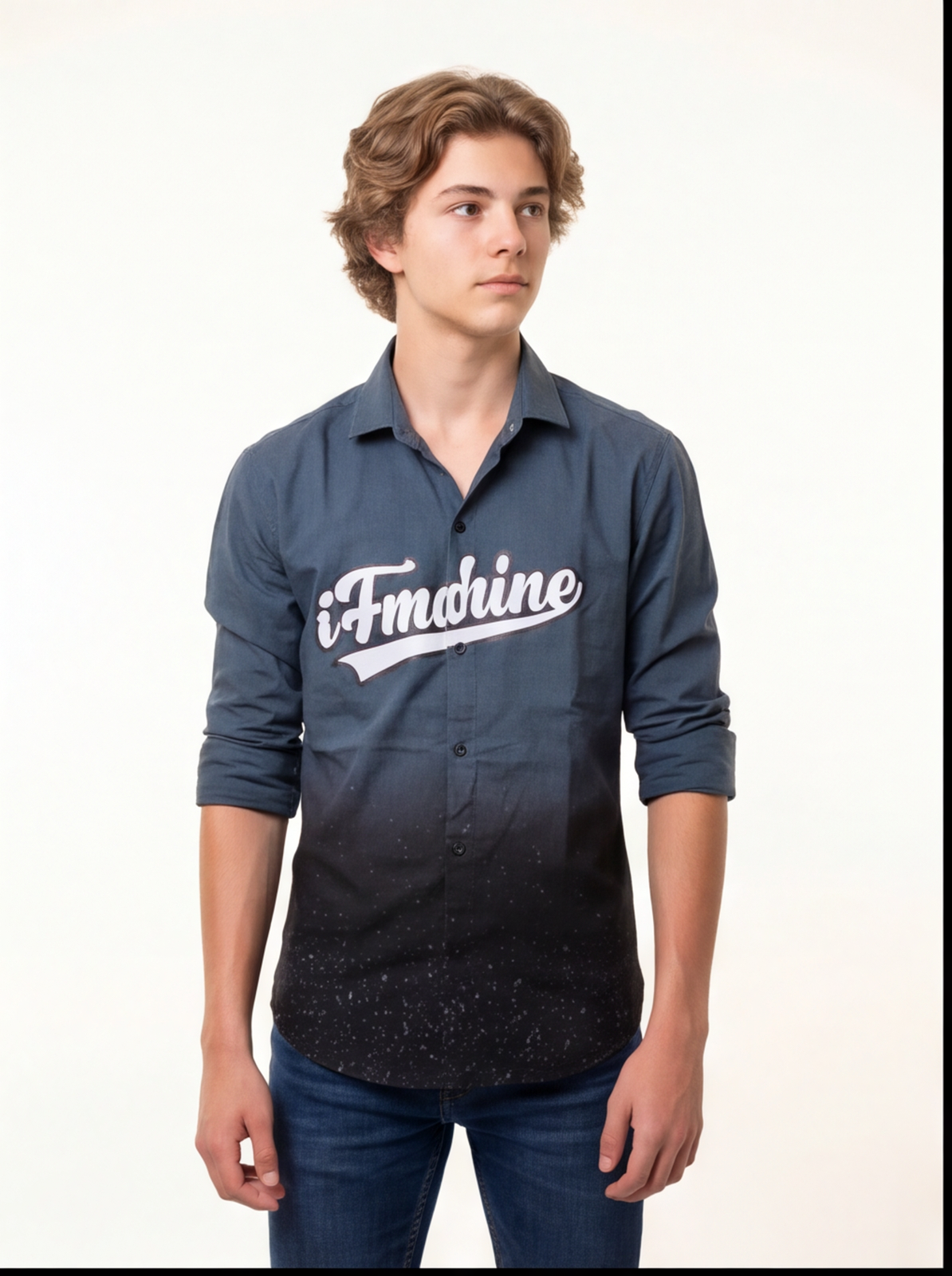 DIO Boys Casual Polyester Shirt, Airforce, front view