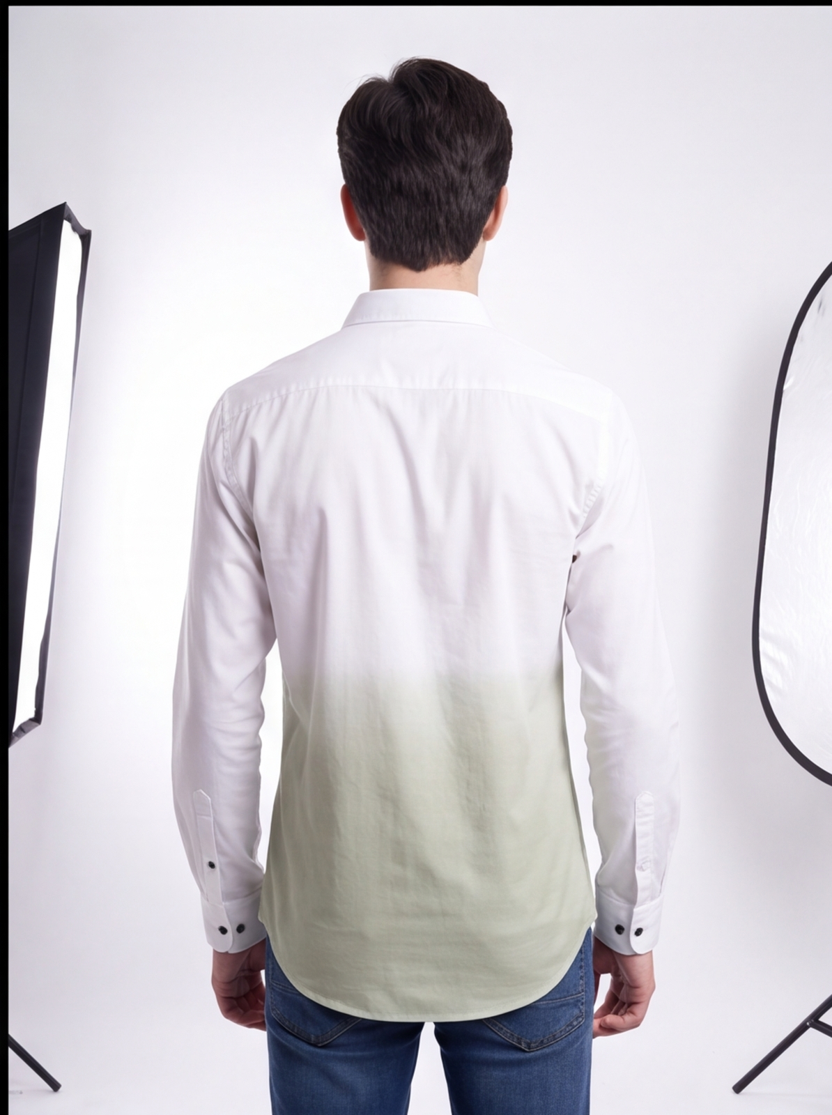 DIO Boys Casual Polyester Shirt, Green, back view